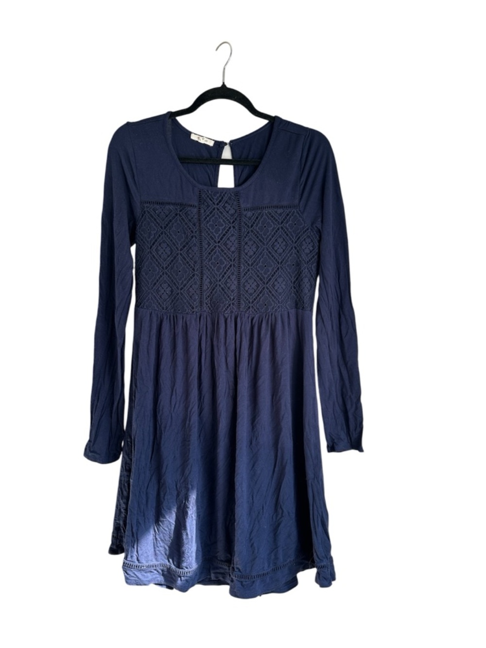 Maurices Navy Blue Women's Dress with Crochet Detail